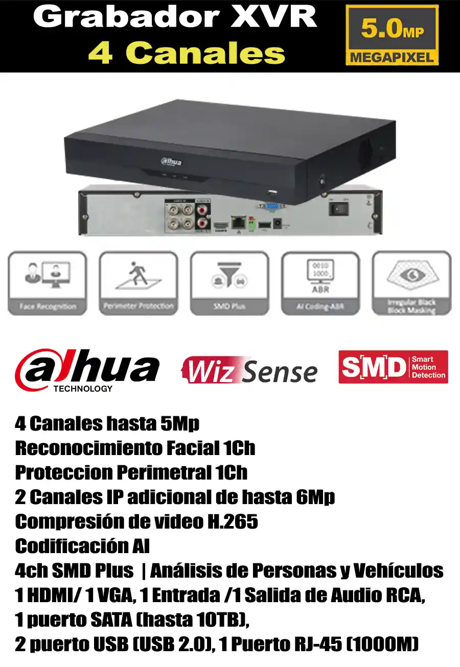 DVR 4 canales Dahua 5mp Ambato