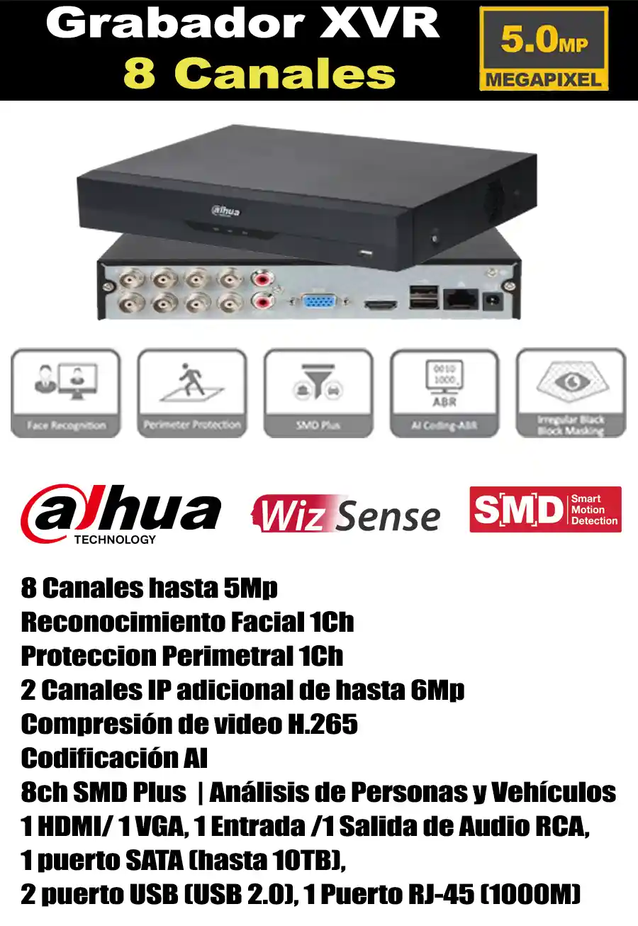 DVR 8 canales Dahua 5mp Ambato