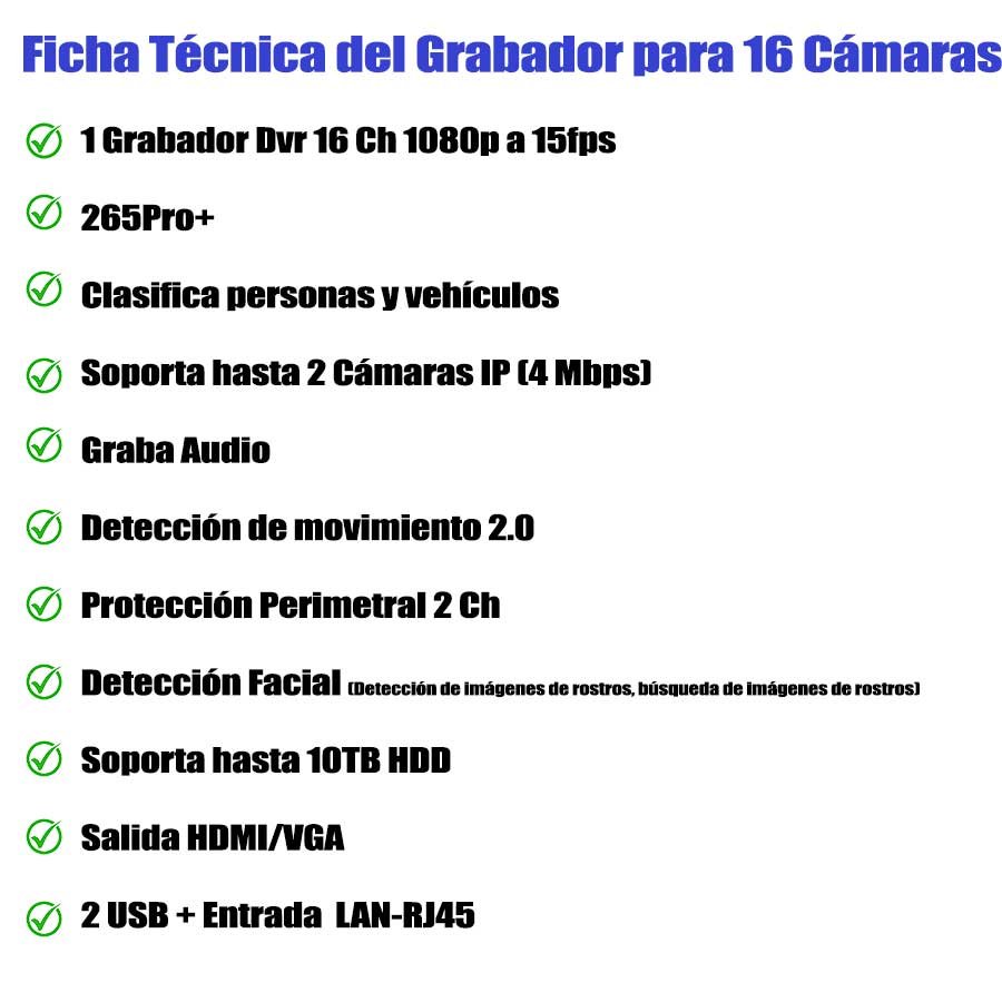 Grabador para 16 Cámaras de Seguridad