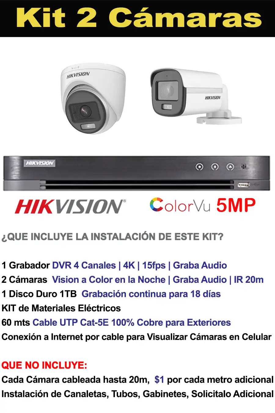 Kit 2 cámaras 5 megapixeles hikvision