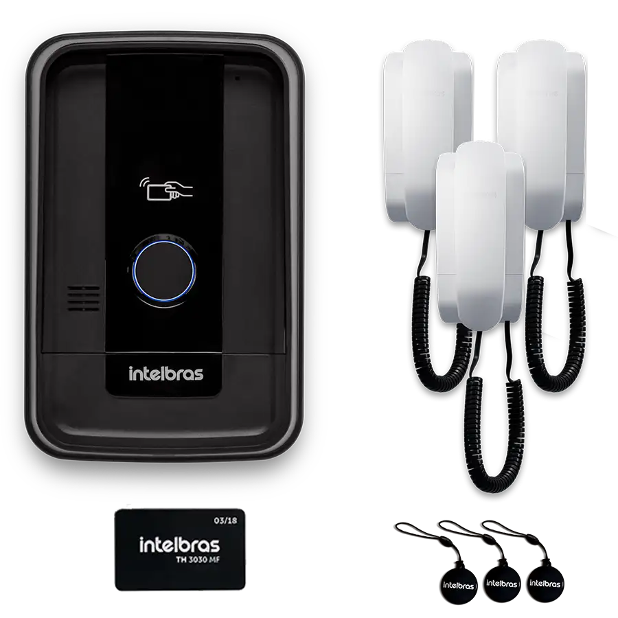 Portero eléctrico Intelbras 3 teléfonos con lector de tarjetas